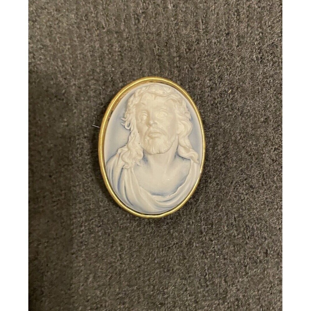 Cameo Jesus Thorny Crown Religious Gothic Steampunk Resin Brooch Pin Pendant - Picture 3 of 8
